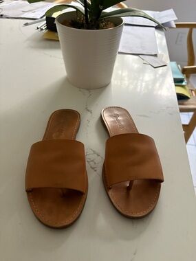 Madewell Women’s Camel Leather Slide Sandals Size 7.5